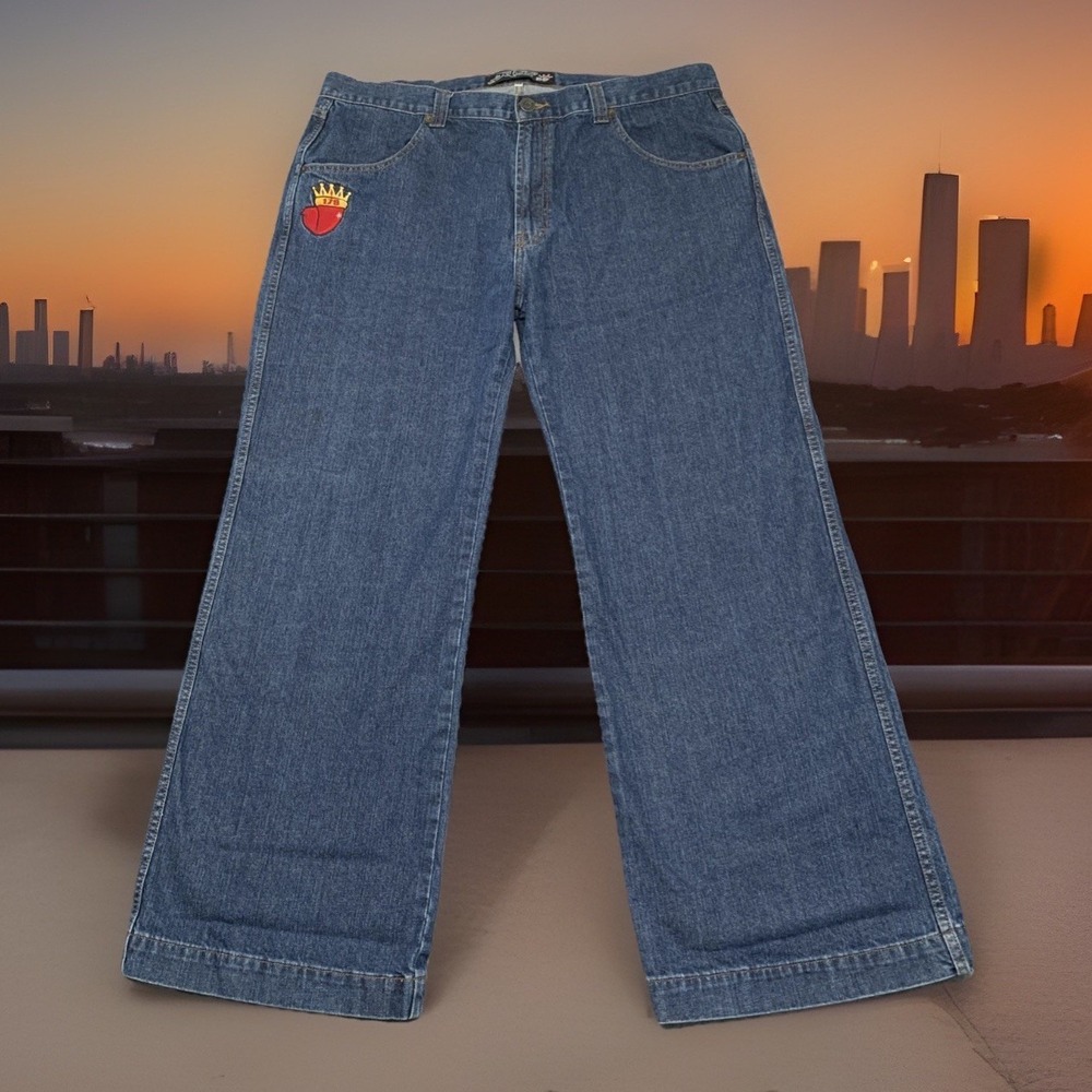 Vintage 90s JNCO Jeans 179 Classics Smoke Stacks Crown & Glove Baggy Streetwear